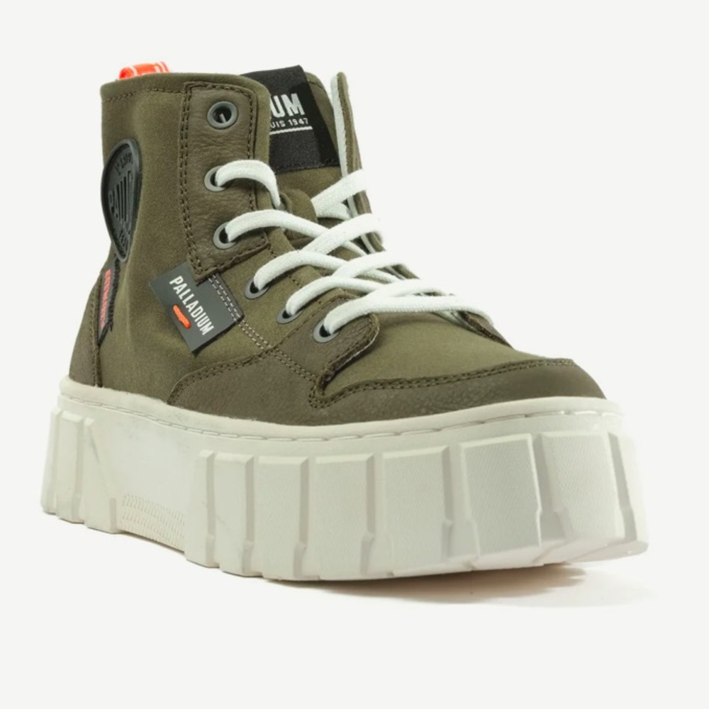 NEW Palladium Pallatower Hi Shoes Sneakers Boots Olive Night Womens